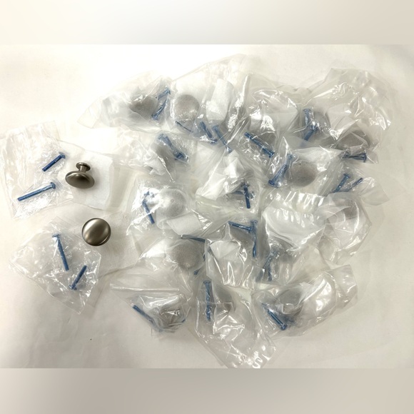 Set of 19 Brushed Nickel Drawer Pulls - Approx. 1in - 1.15in Diameter, 2 screws - Picture 3 of 8